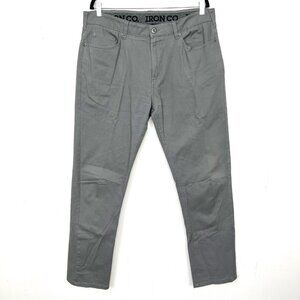 Iron Co. Twill Classic Comfort Waist Straight Leg Pants Grey Mens Size 36x32